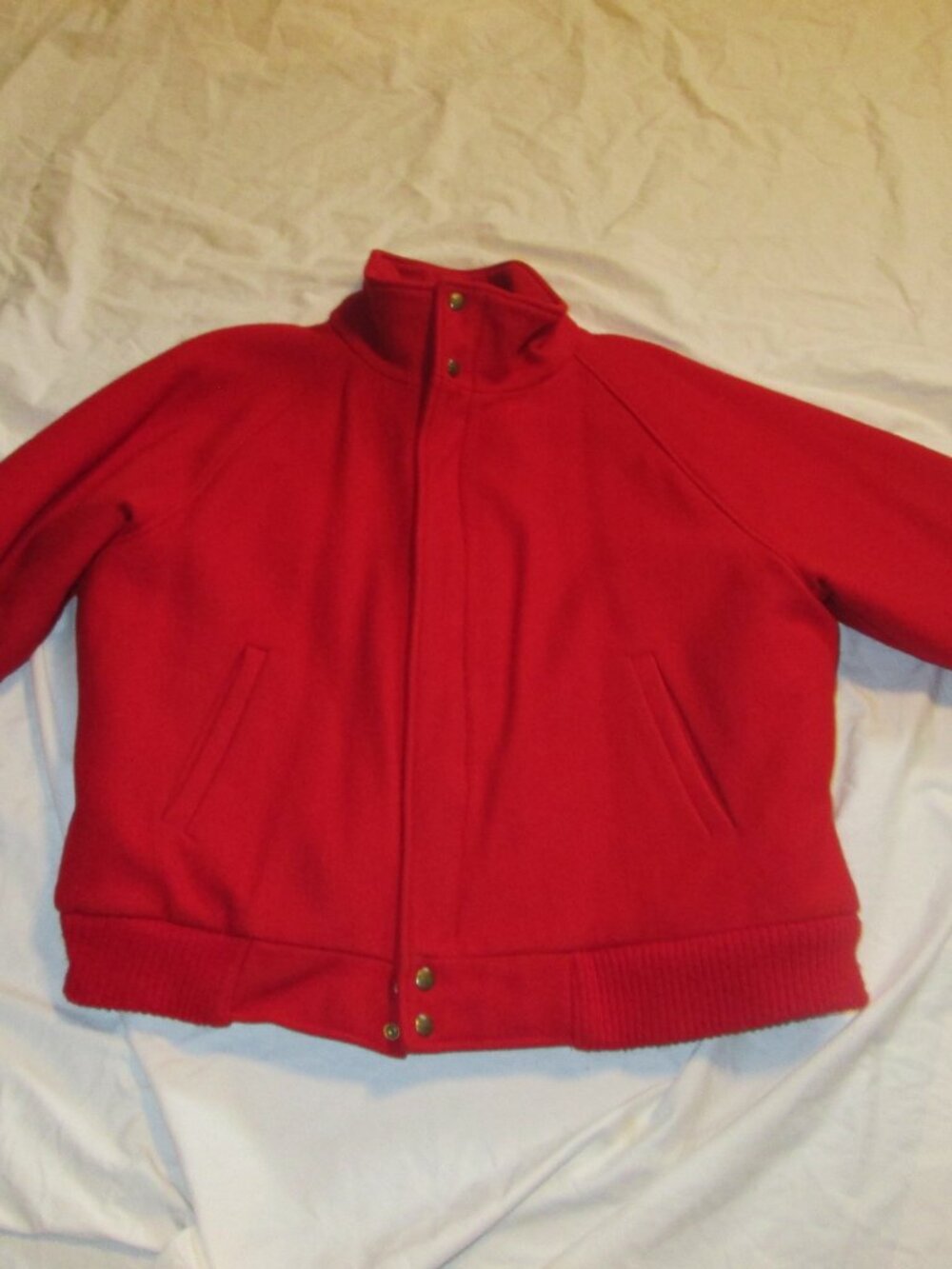 Mens preppy vtg red wool woolrich bomber jacket thick sherpa lined mens 46